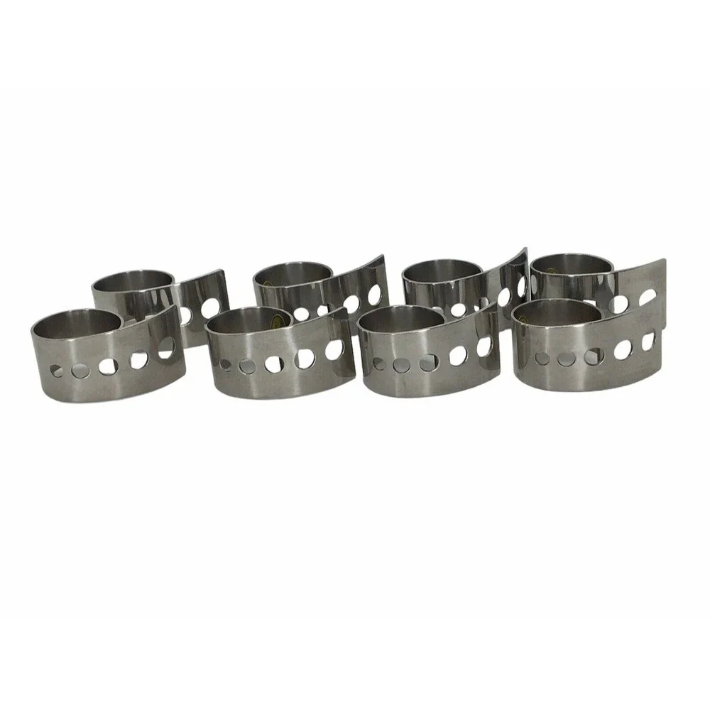 Silver Tone Set of  8  Napkin Rings Holders Curled with Punch Holes Modern Style