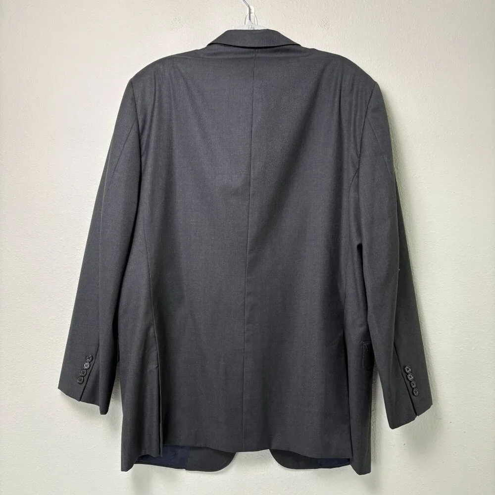 Hickey Freeman‎ Traveler Beacon Blazer Sport Coat Mens 46 Long Gray Worsted Wool
