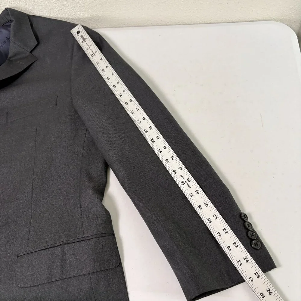 Hickey Freeman‎ Traveler Beacon Blazer Sport Coat Mens 46 Long Gray Worsted Wool