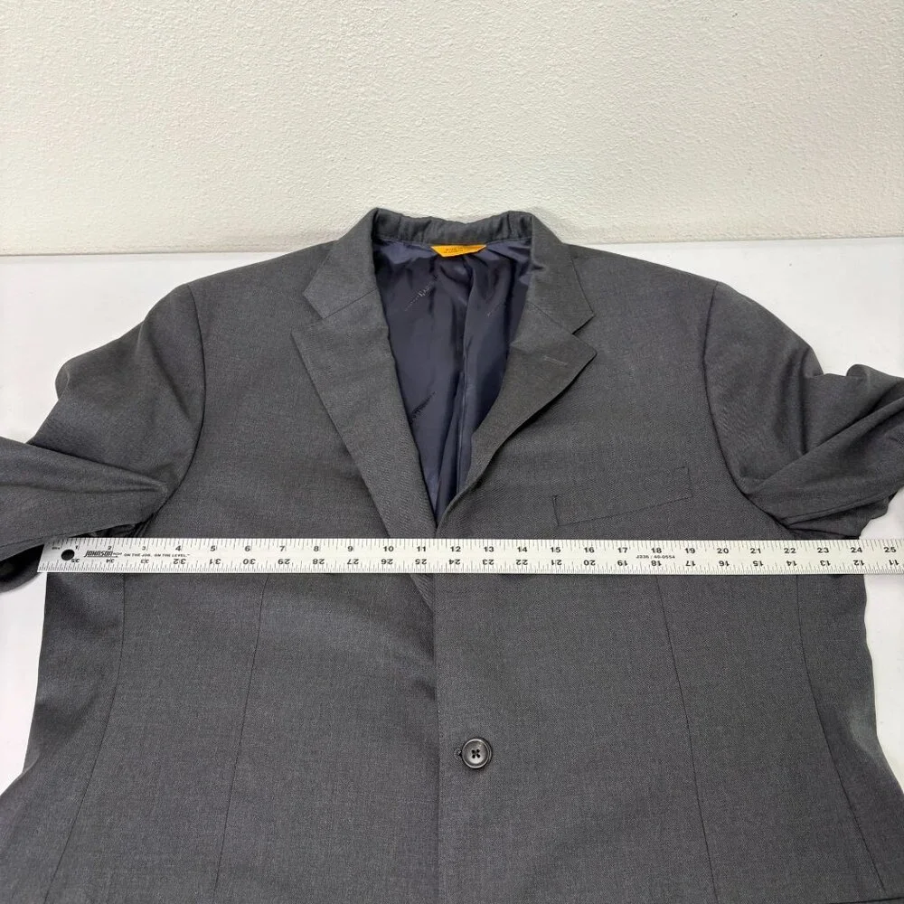 Hickey Freeman‎ Traveler Beacon Blazer Sport Coat Mens 46 Long Gray Worsted Wool