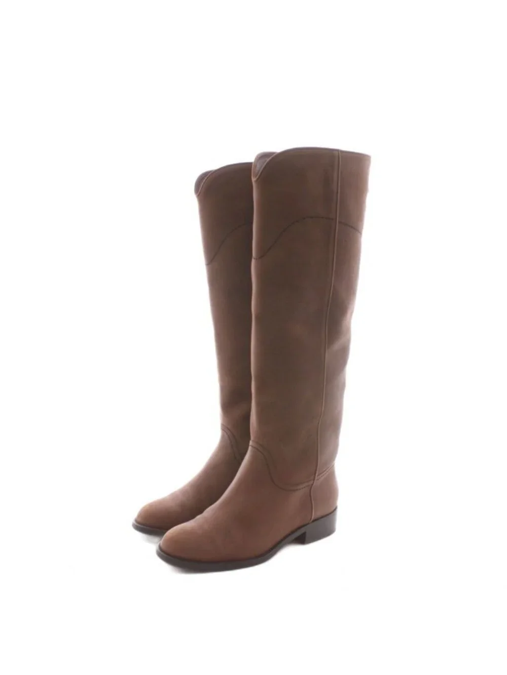 Chanel CC Logo Long Boots Leather Chanki Heels 36c Brown