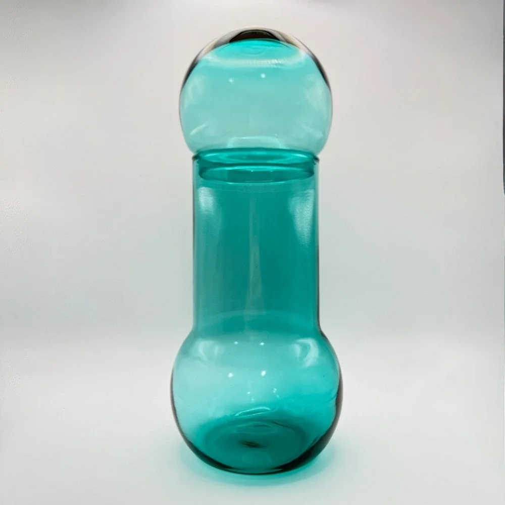 Vintage MCM Space Age Retro Apothecary Canister‎ Federal Glass Roly Poly Blue