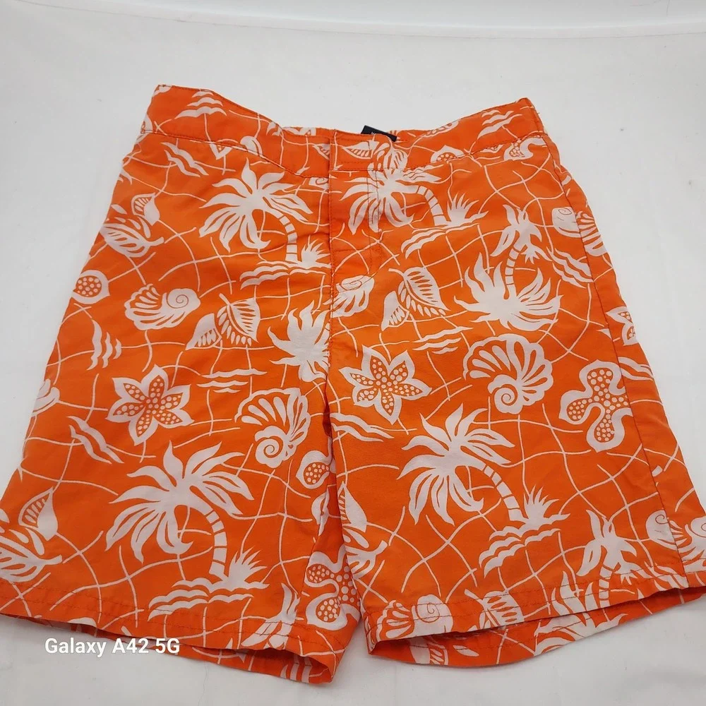Ralph Lauren Boys 3T Orange‎ Tropical Palm Tree Shell Swim Trunks TR310631