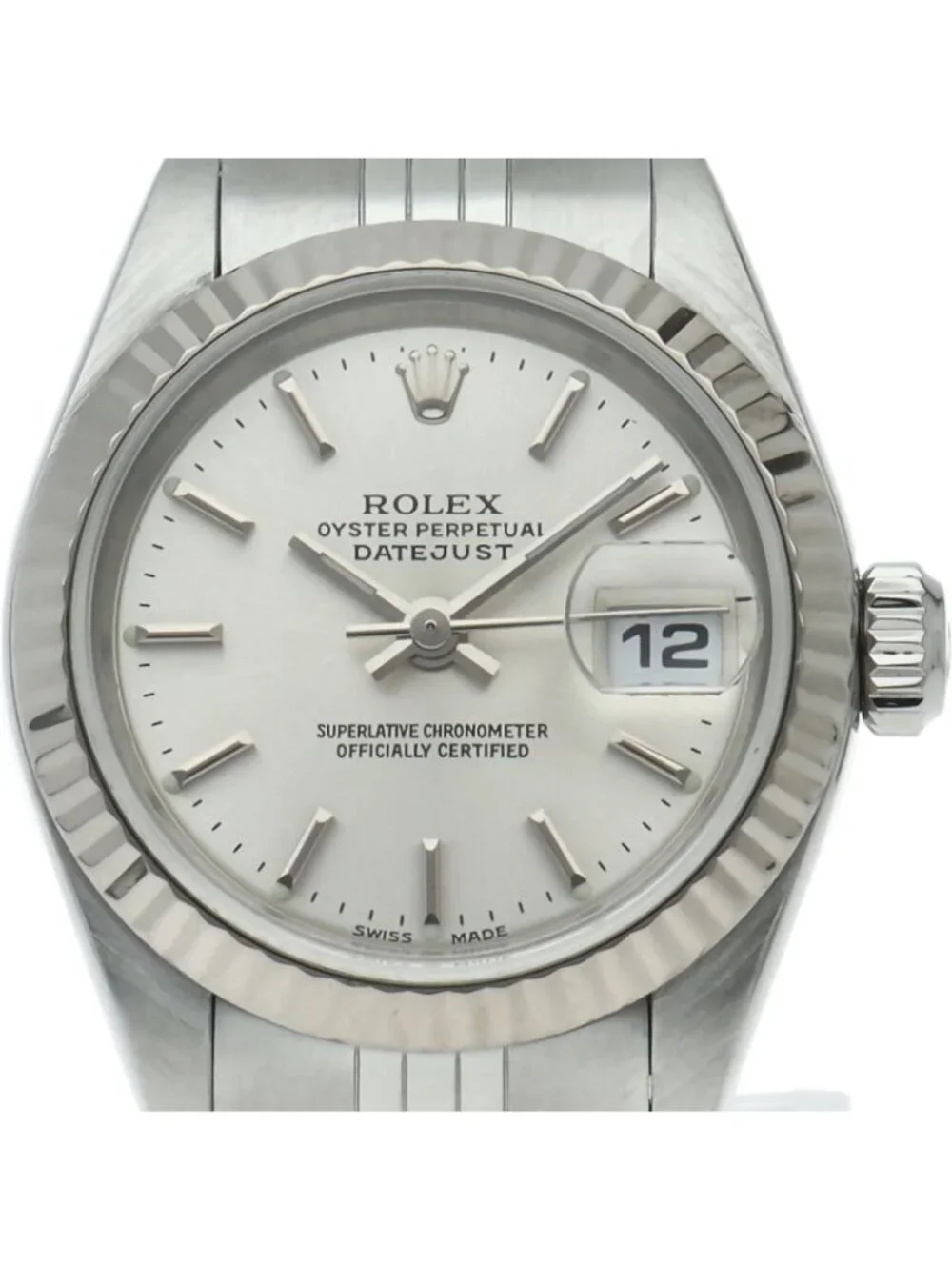 Rolex Datejust Watch Box 18k White Gold SS Silver Polished