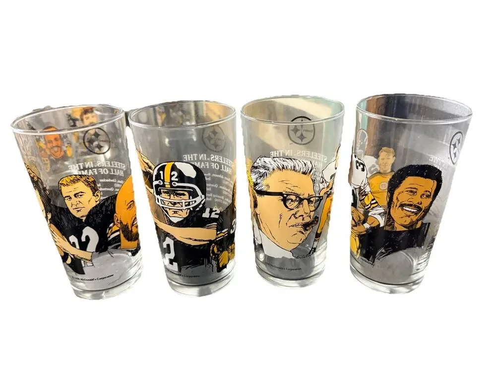 1990 McDonald’s Steelers Hall of Fame Glasses Set Lambert Bradshaw Harris Greene