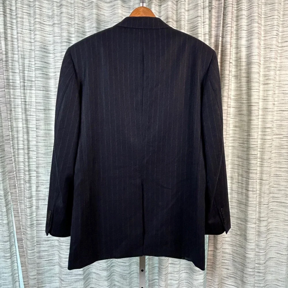 Structure Mens 40R Blazer‎ Pinstripe Blue Wool Blend Classic Fit Business Coat