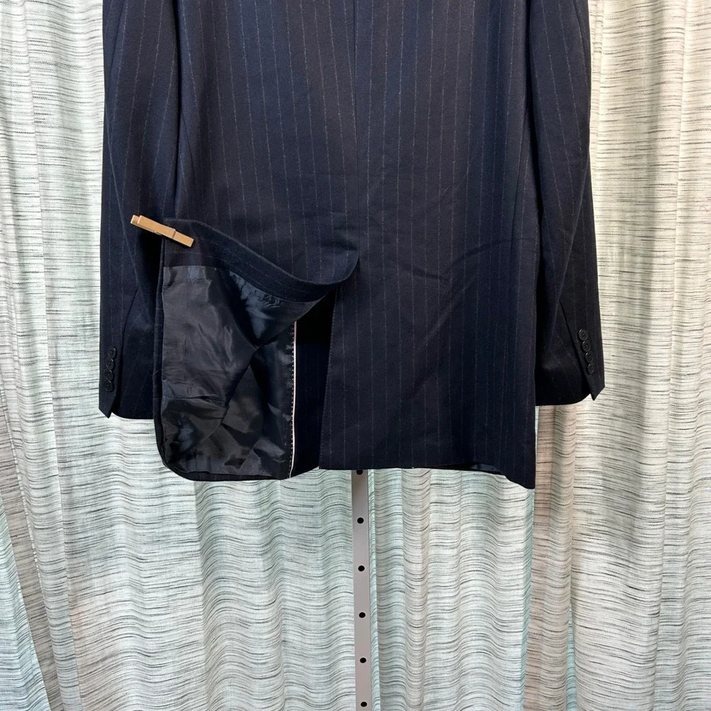 Structure Mens 40R Blazer‎ Pinstripe Blue Wool Blend Classic Fit Business Coat