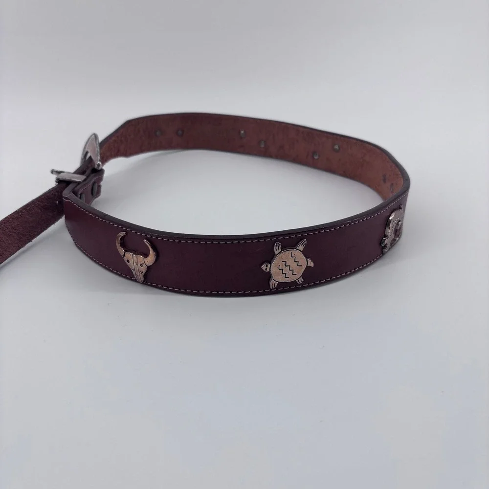 Silver Creek Leather Belt Mens 28 Brown Western Animal Concho Southwestern Aztec