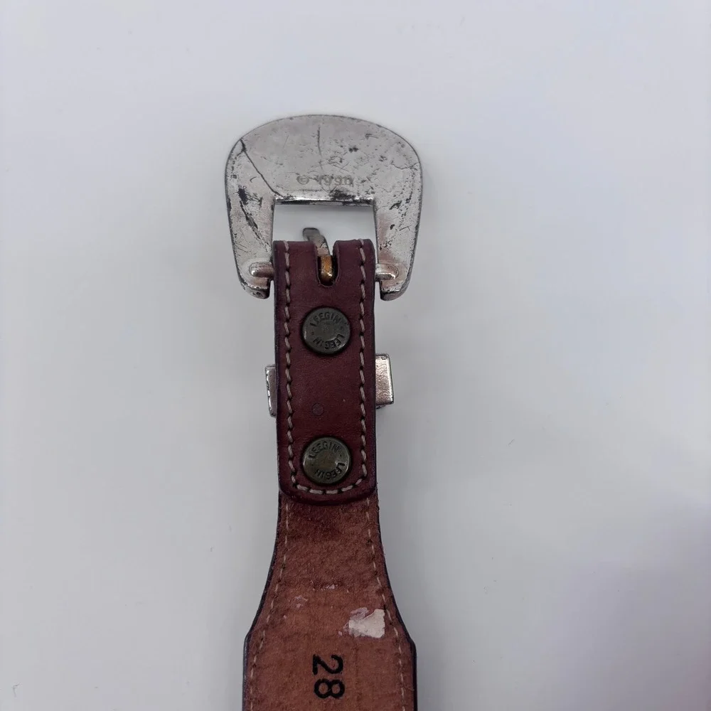 Silver Creek Leather Belt Mens 28 Brown Western Animal Concho Southwestern Aztec