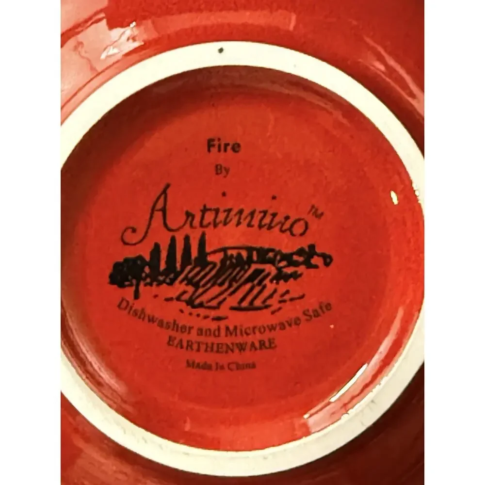 Set of 4 Artimino Fire Red Earthenware Soup Cereal Bowls 6” Dishwasher Safe