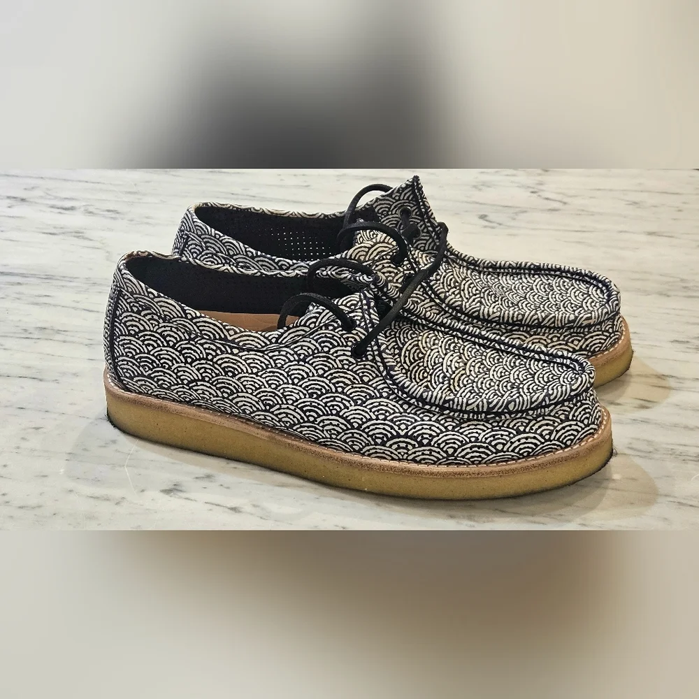 Sperry Top Sider Captain's Oxford Wave Print Mens Sz‎ 9.5
