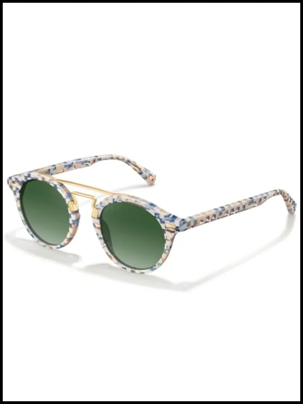 Small Face Acetate Double Bridge Sunglasses Polarized UV Protection