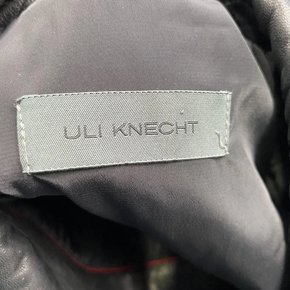 Uli‎ Knecht Jacket Mens 50 Black Lamb Nappa Leather Car Coat Button Front Lined