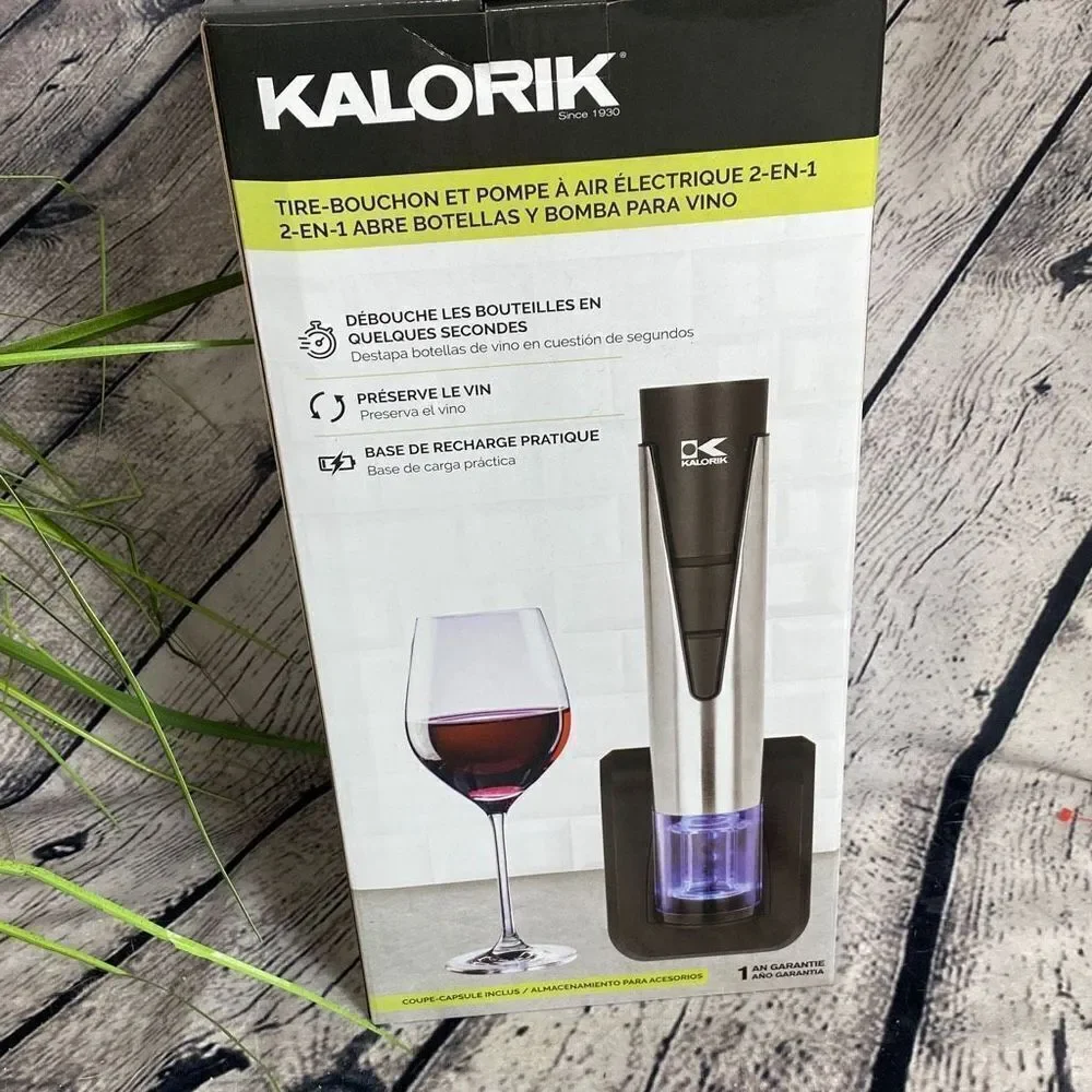 Kalorik 2-in-1 Wine Opener and Preserver - Stainless Steel - New In Box‎