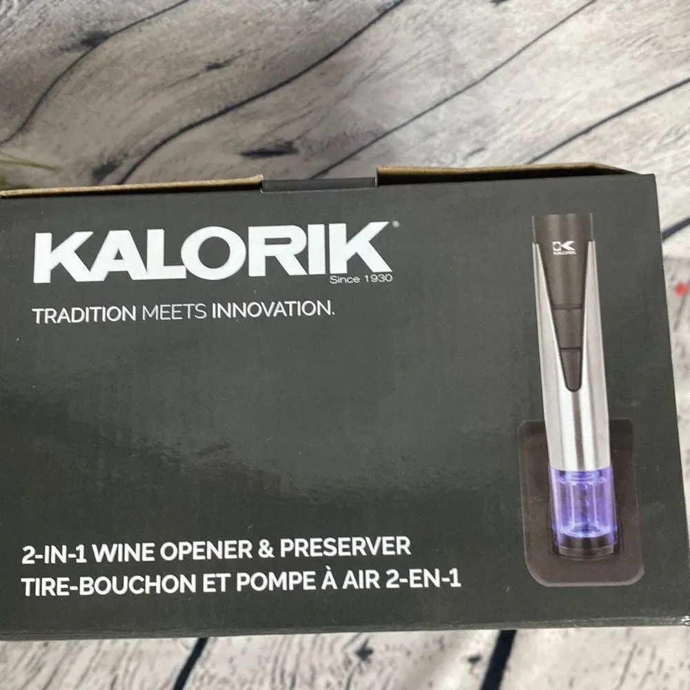 Kalorik 2-in-1 Wine Opener and Preserver - Stainless Steel - New In Box‎