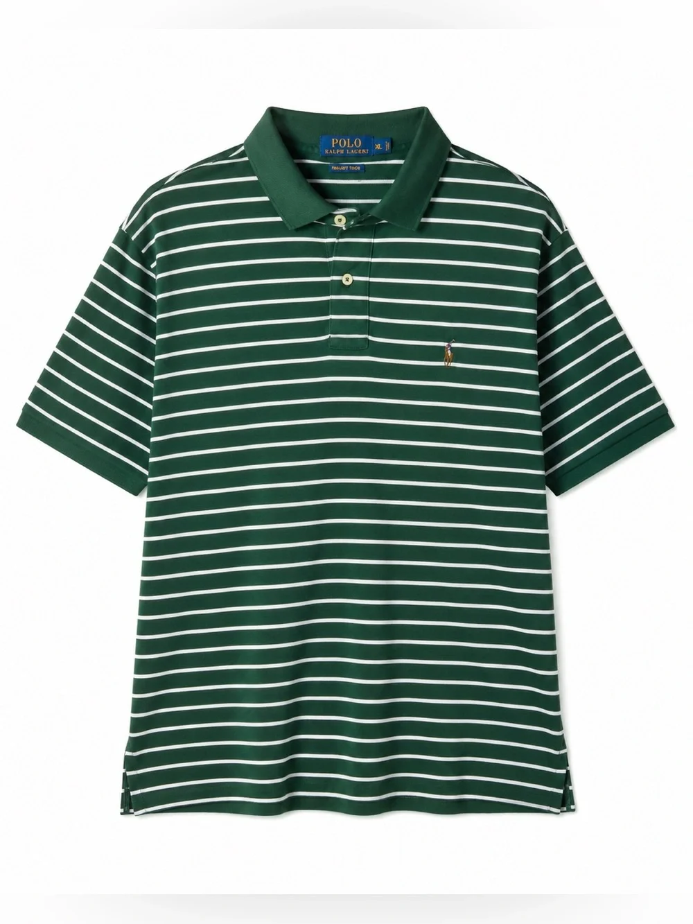 Polo Ralph‎ Lauren Green Stripe Pima Polo Preppy Golf Dadcore Coastal XL