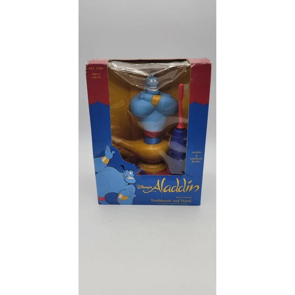 Vintage Disney's Aladdin Toothbrush and Stand 1993 Janex 77200‎ CIB Complete