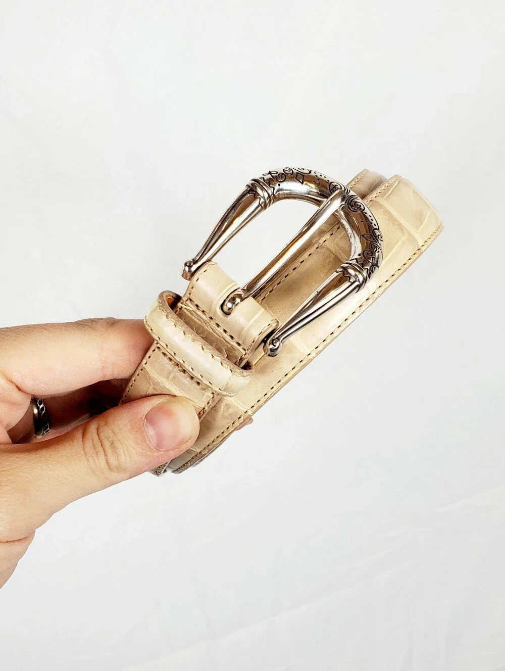 Brighton Western Beige Leather‎ Belt Large