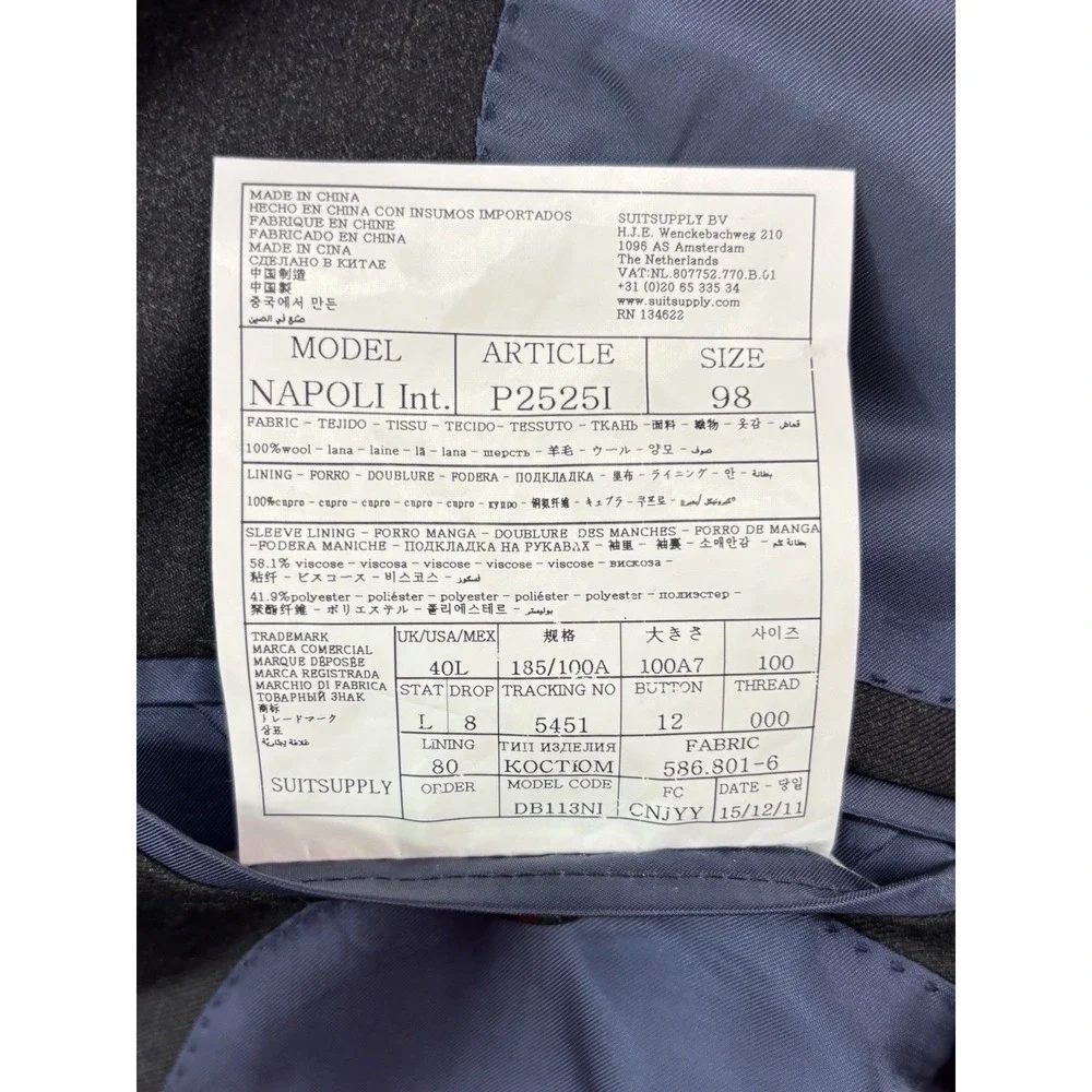 Suitsupply actual measurements