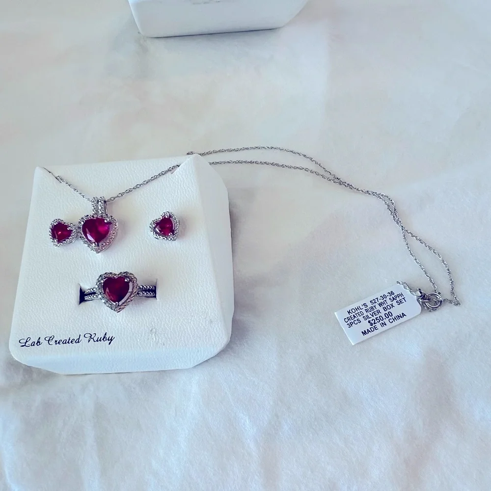 Ruby Heart‎ Necklace Set- Size 7