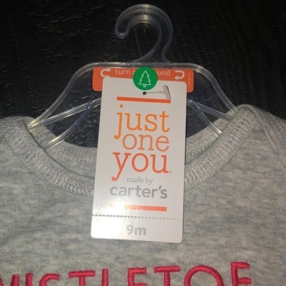 Carter's‎ Baby's 9 Months Christmas Outfit Pants Santa Mistletoe Magnet NWT