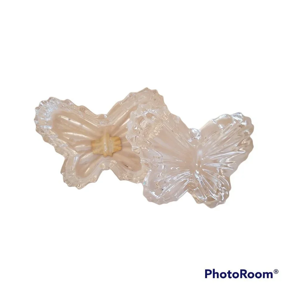 Zajecar 24% lead crystal butterfly trinket jewelry box,‎ made in Yugoslavia