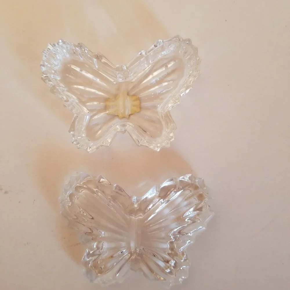 Zajecar 24% lead crystal butterfly trinket jewelry box,‎ made in Yugoslavia