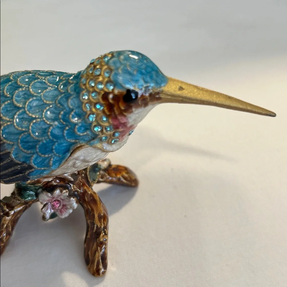 Jeweled Peacock Ring Box Unique enameled Trinket box Vintage home decor