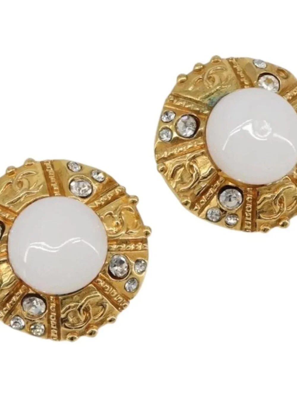 CHANEL Earring metal Gold Tone CC Auth 180937