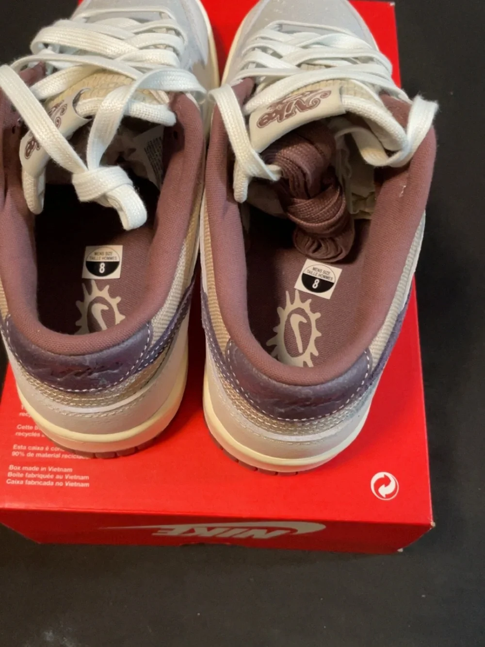 Nike Dunks Men’s Low-Top Sneakers in White, Cream, and Mauve