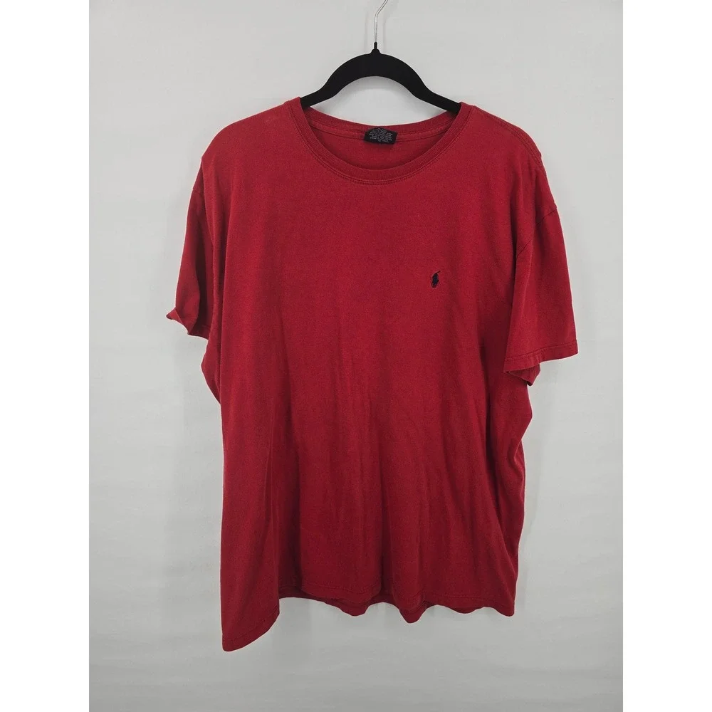 Polo‎ Ralph Lauren Mens Red Crewneck Short Sleeve Cotton T-Shirt Size Large Pony