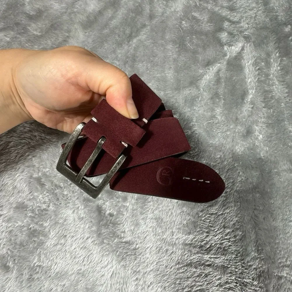 ROBERT GRAHAM Belt Mens‎ 40 Burgundy Suede Silvertone Buckle Wine