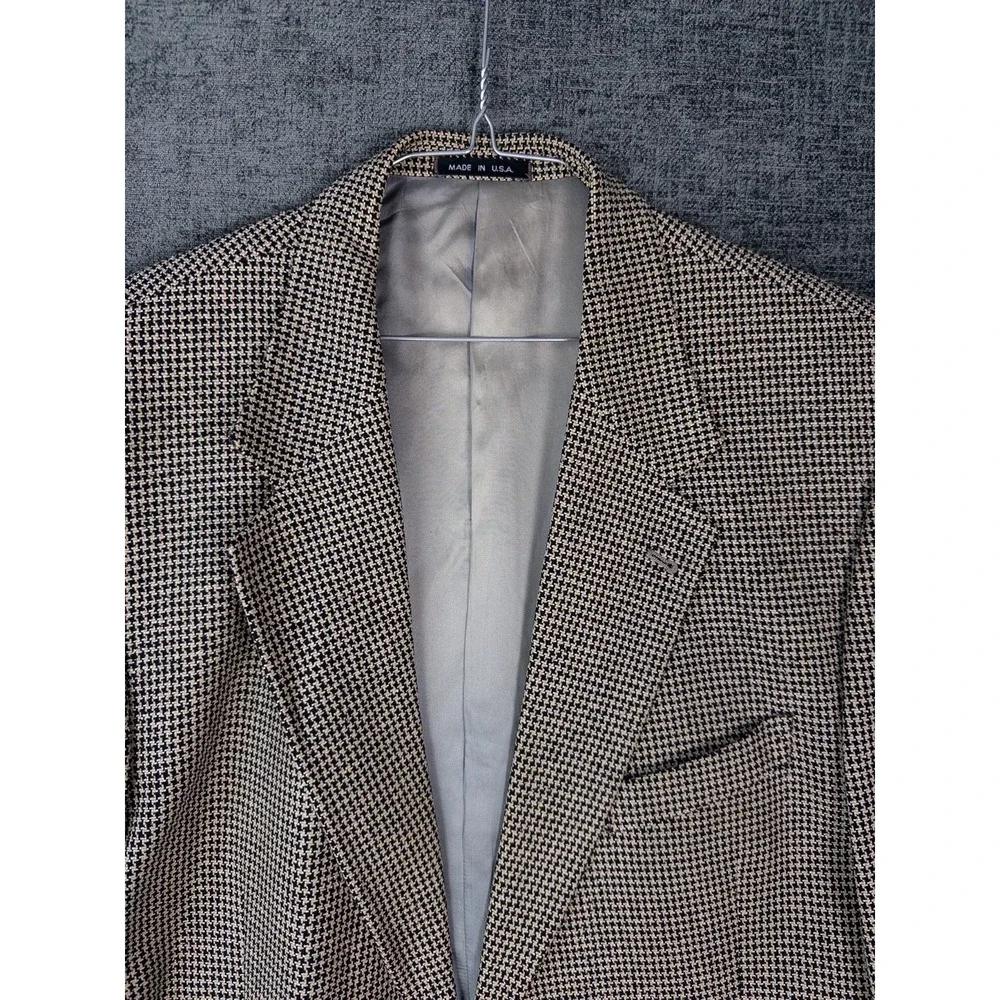 VTG Joseph Abboud Houndstooth Blazer Mens‎ 44R Single Breasted Business Academia