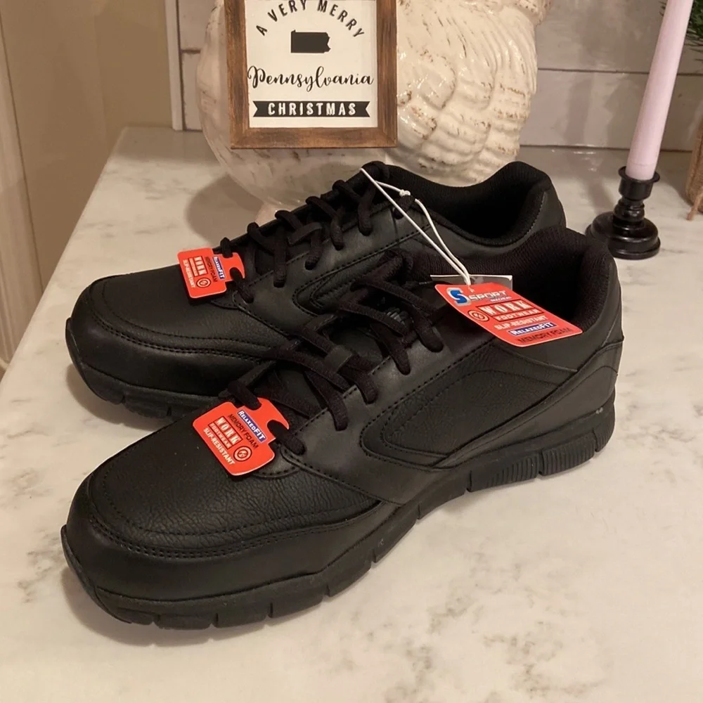 S Sport By Skechers Men's Brise Slip Resistant Sneakers - Black nwt