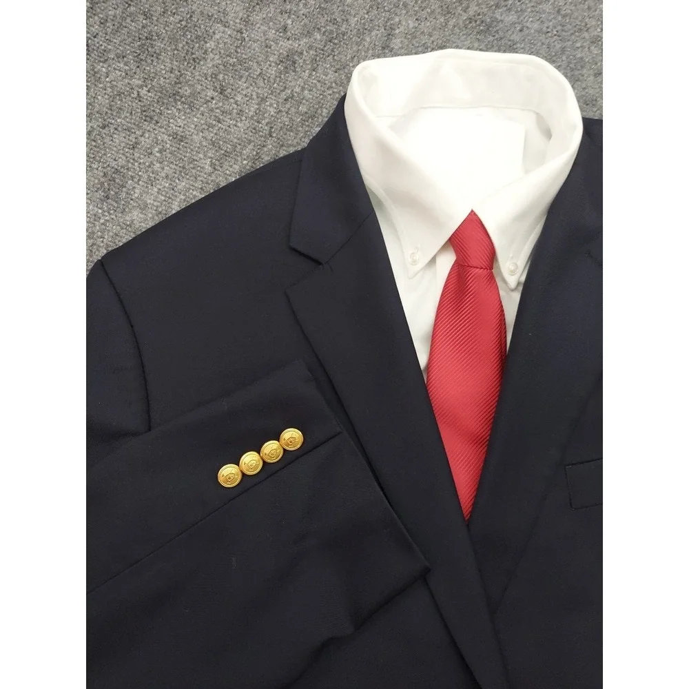 Lauren Ralph Lauren Blazer Jacket Mens 46 Long Navy Blue Gold Buttons Wool‎ Coat