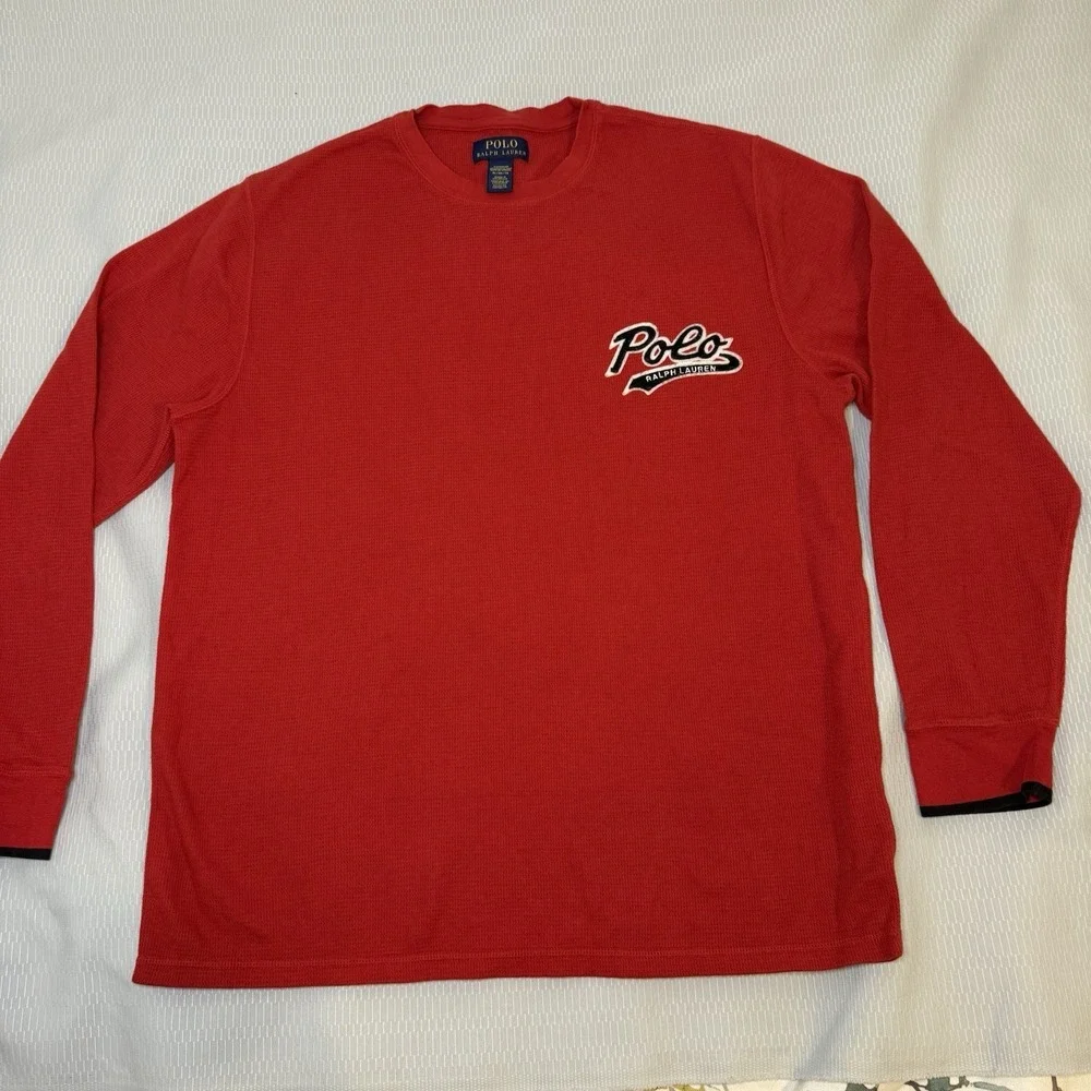 Polo Ralph Lauren Red Long Sleeve Thermal Sleepwear Top Mens XL Logo