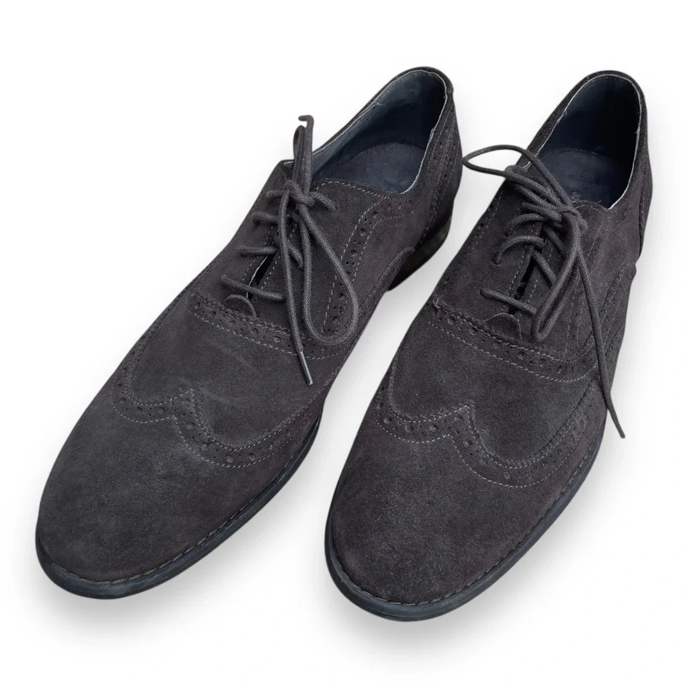 John Varvatos Star USA Mens Wingtip Oxford Suede Dress Shoes Dark Brown Size 10M