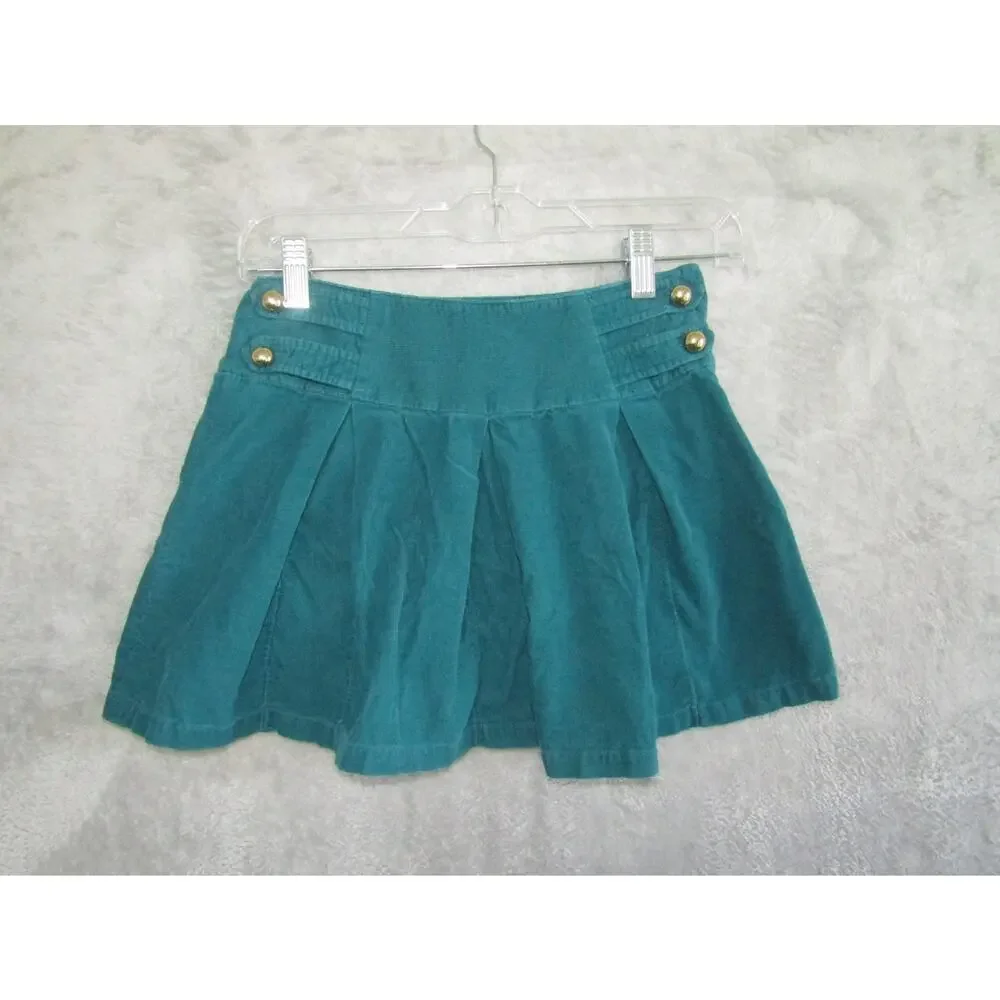 Gymboree Girls 9 Teal Corduroy Skort Pleated Gold Button Detail Fall Winter Outf