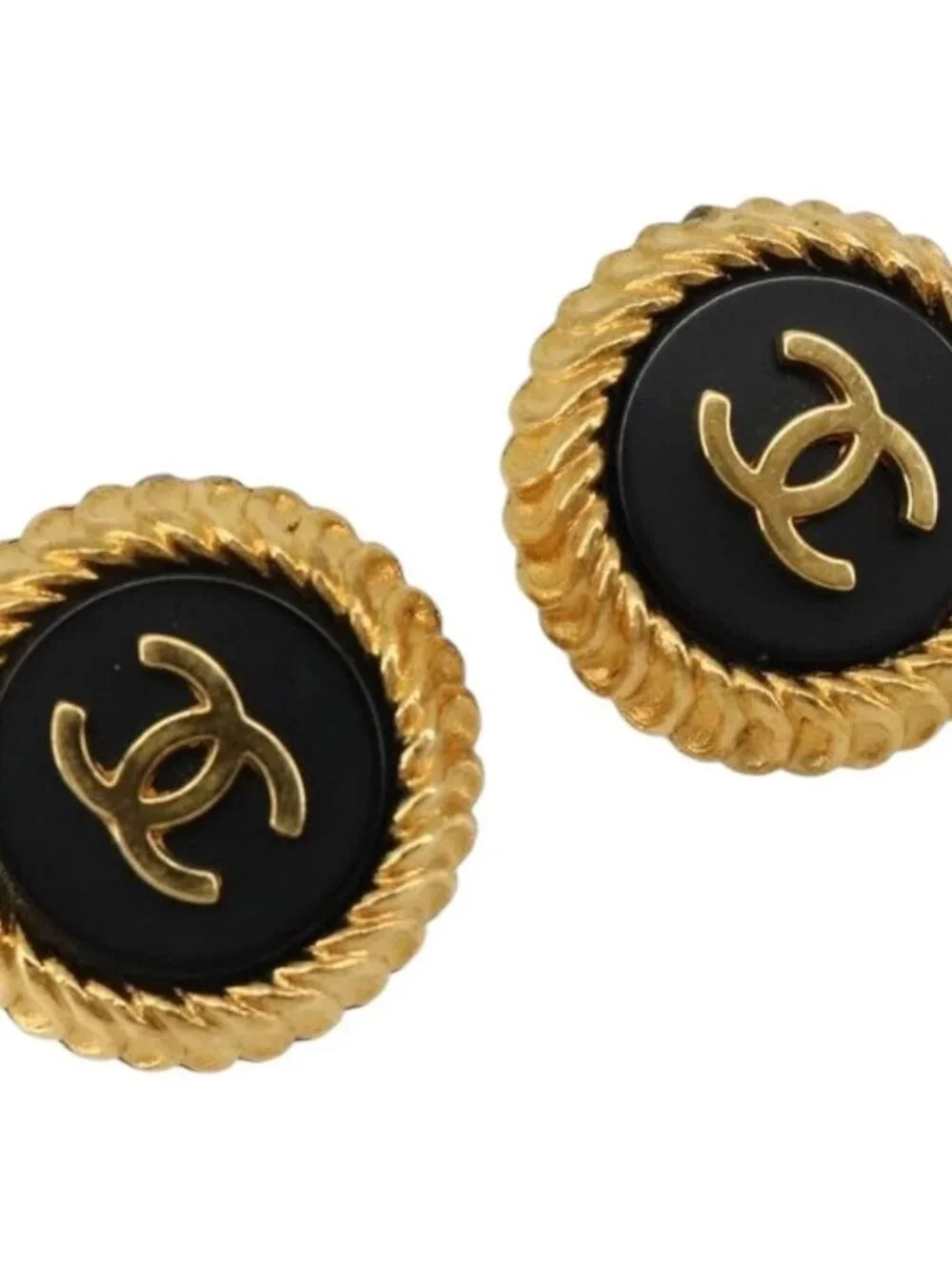 CHANEL Earring metal Gold Tone CC Auth 183500V