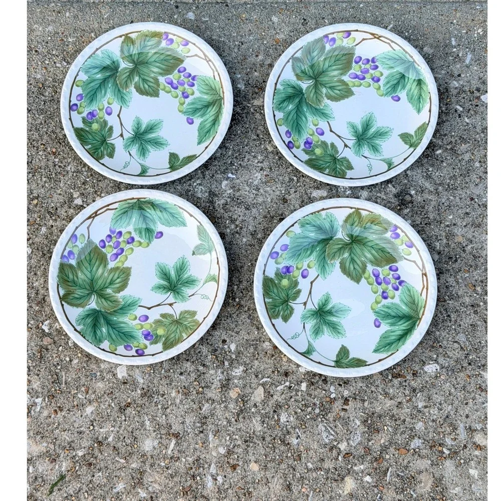 Nikko Japan Grapevine Salad Dessert Plates Set‎ 4 Vineyard Leaf Tableware