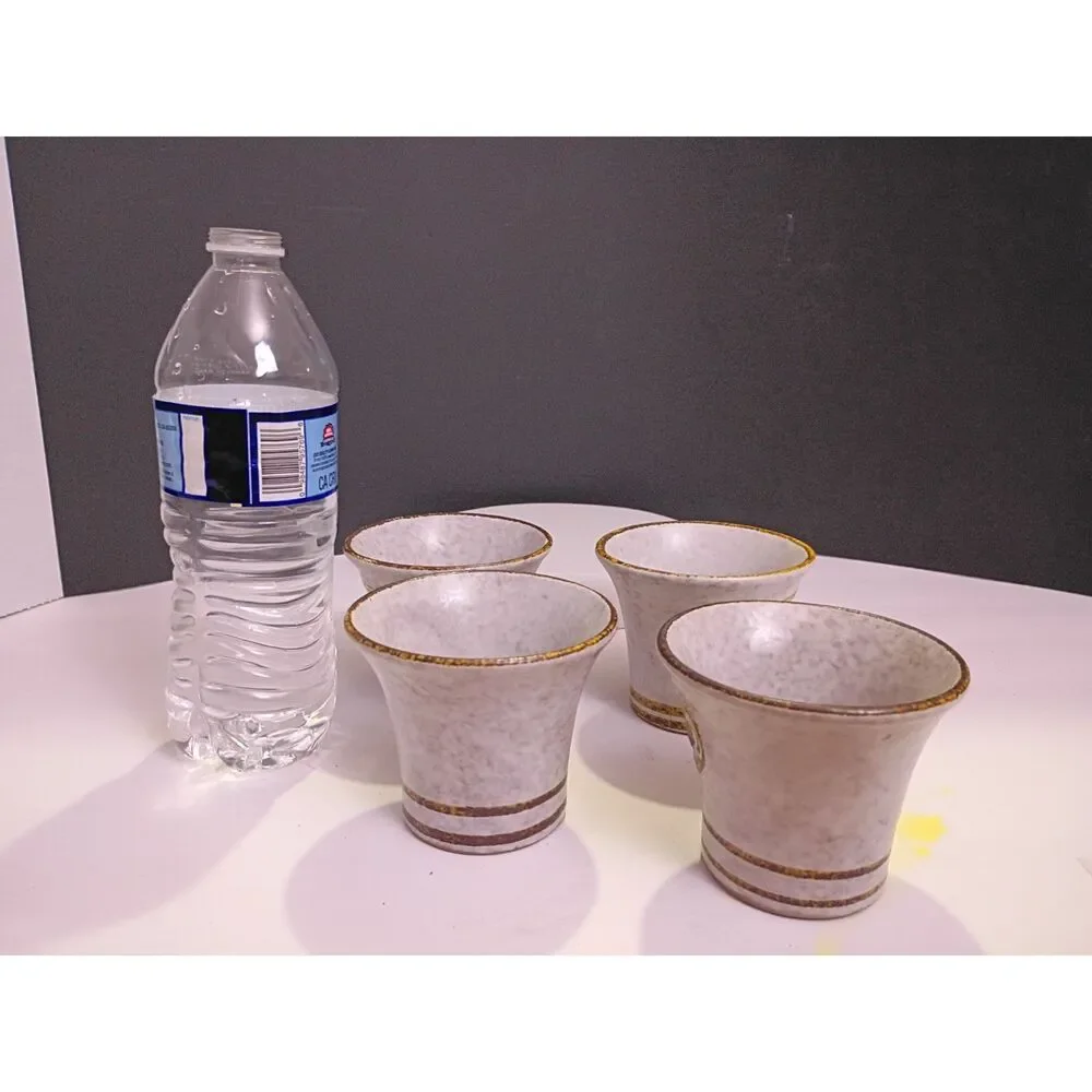 Pottery Craft Set Of 4 VINO Cups MCM Vtg Robert Maxwell Made USA Stoneware Brown
