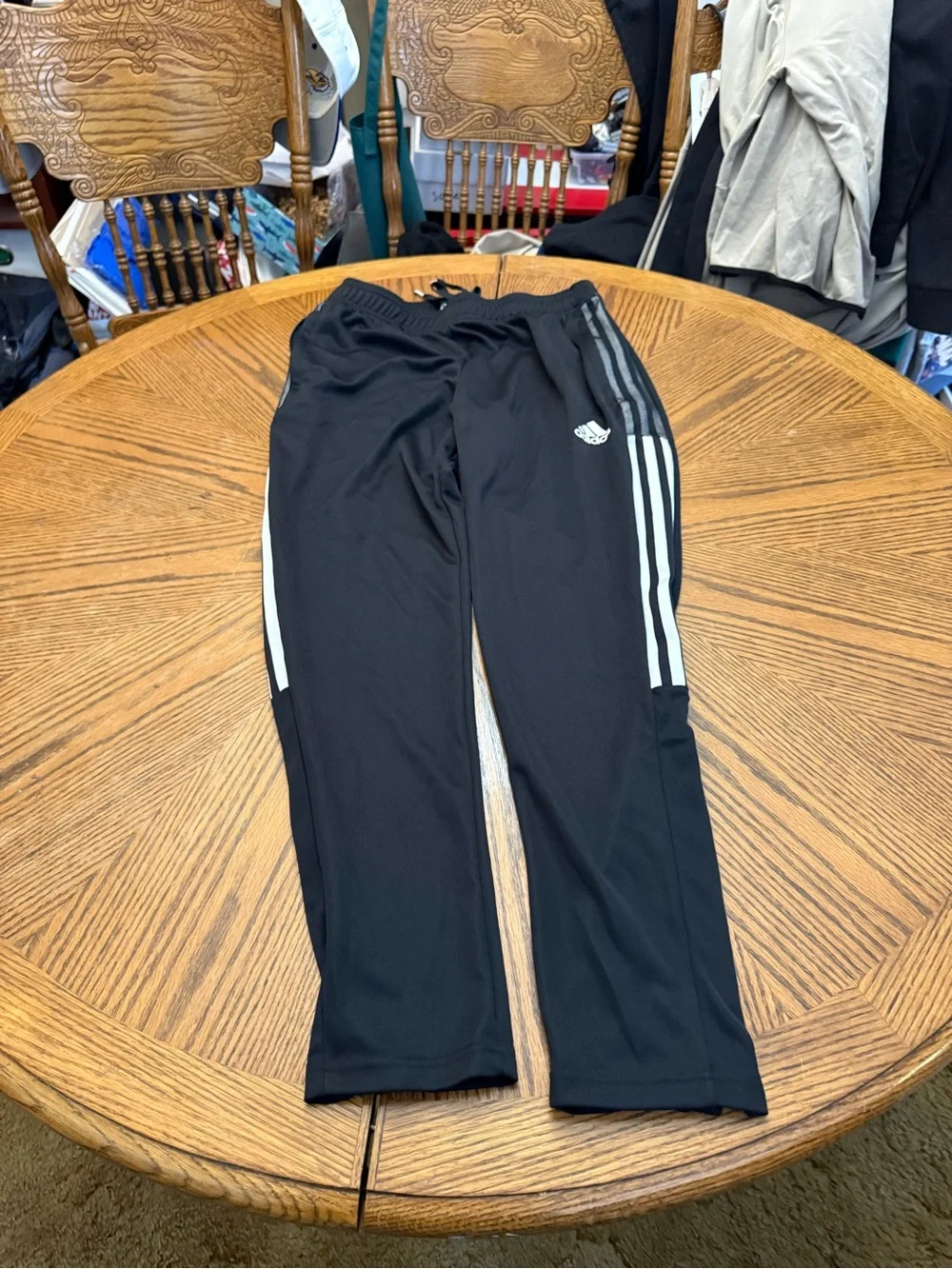 adidas Black Joggers with White Side Stripes