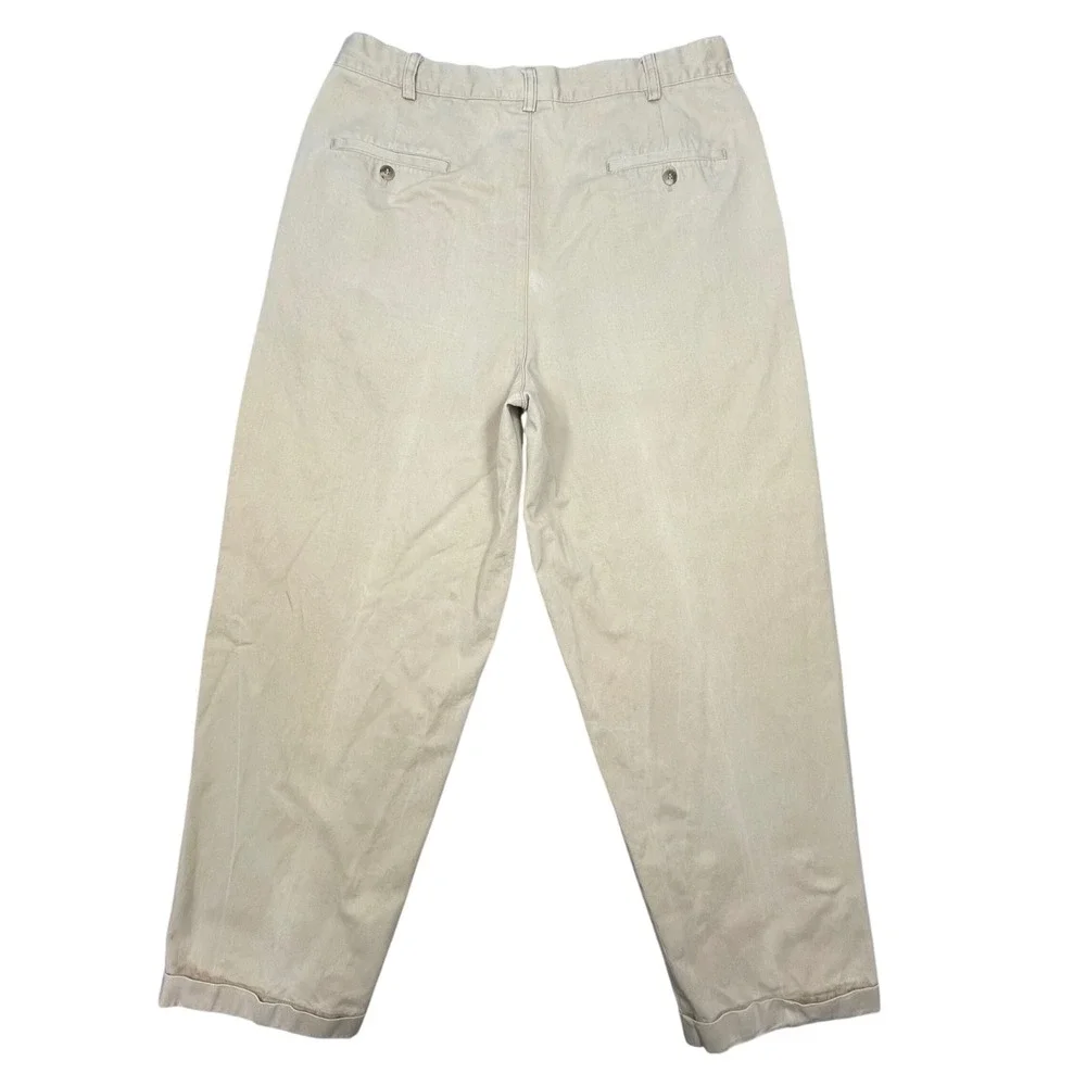 Bachrach Tan Pleated Cuffed Chino Dress Pants Mens 36x30