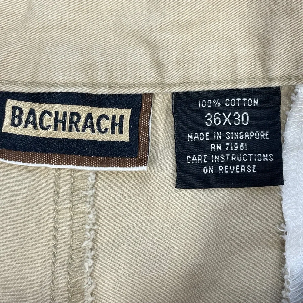 Bachrach Tan Pleated Cuffed Chino Dress Pants Mens 36x30