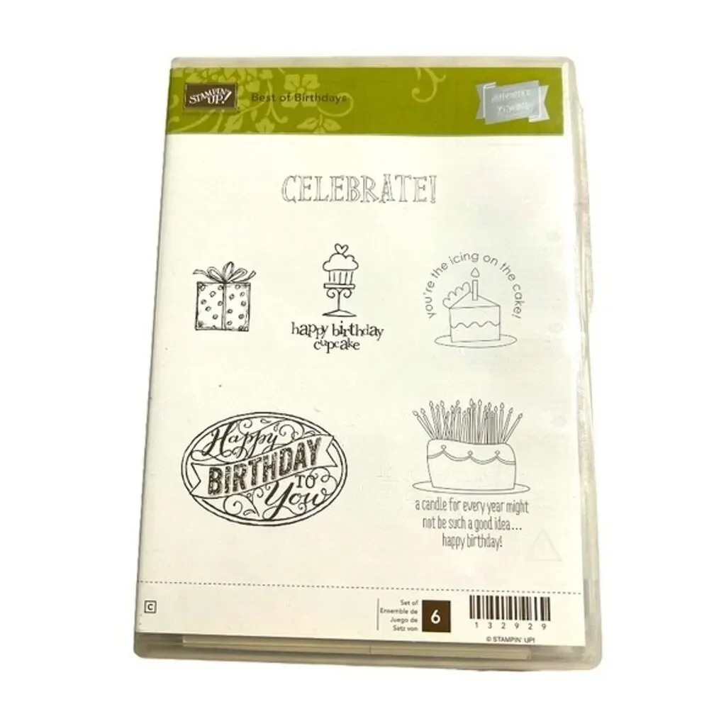Stampin Up Best of Birthdays Rubber Stamp Set Cling Mount Cake Cupcake Party