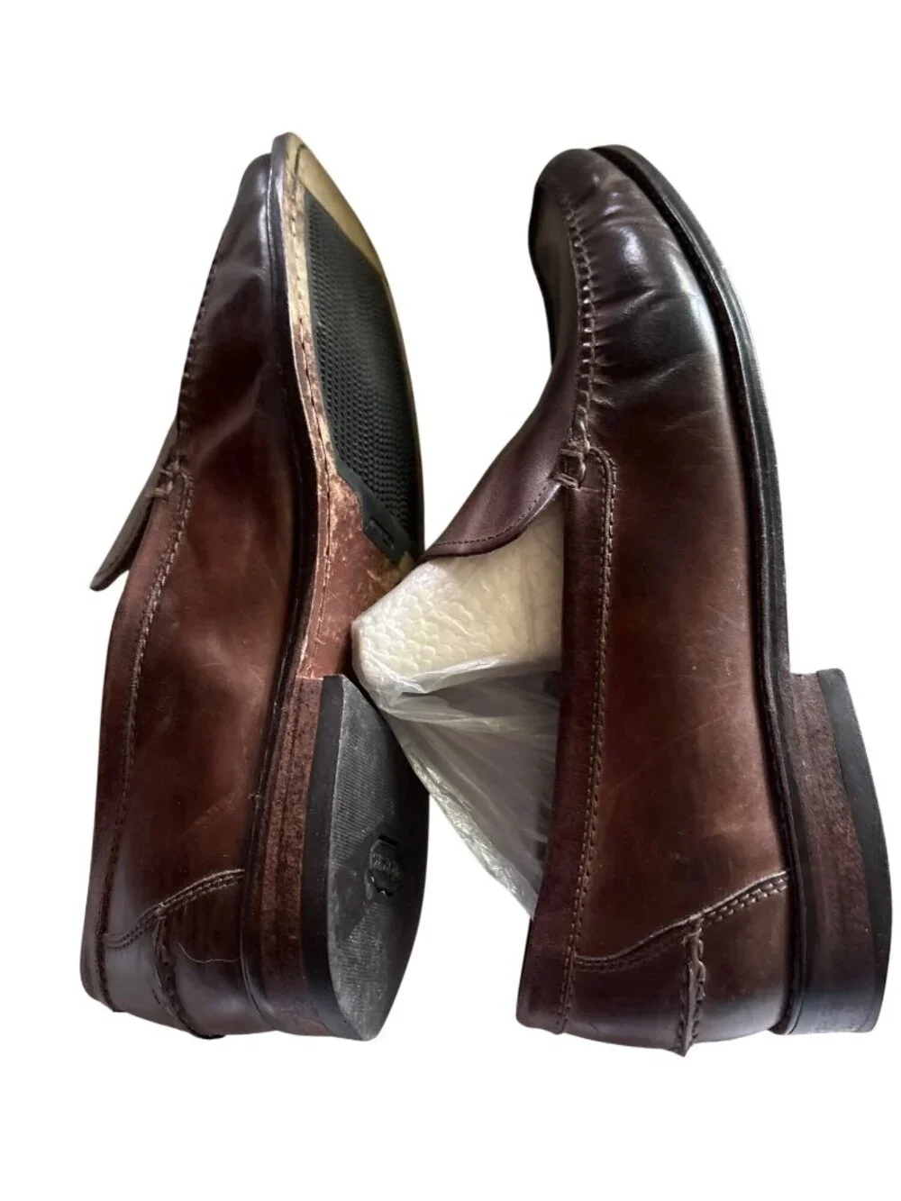Johnston & Murphy Mens 11M Brown Leather Slip-On Loafers With Vibram Sole Brazil