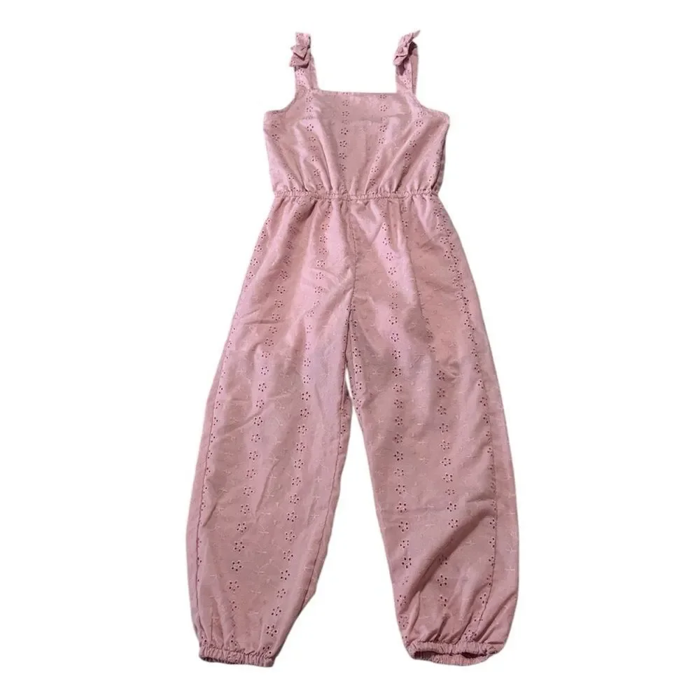 BCBG Kids dusty rose Girls eyelet Romper,  One Piece, 10