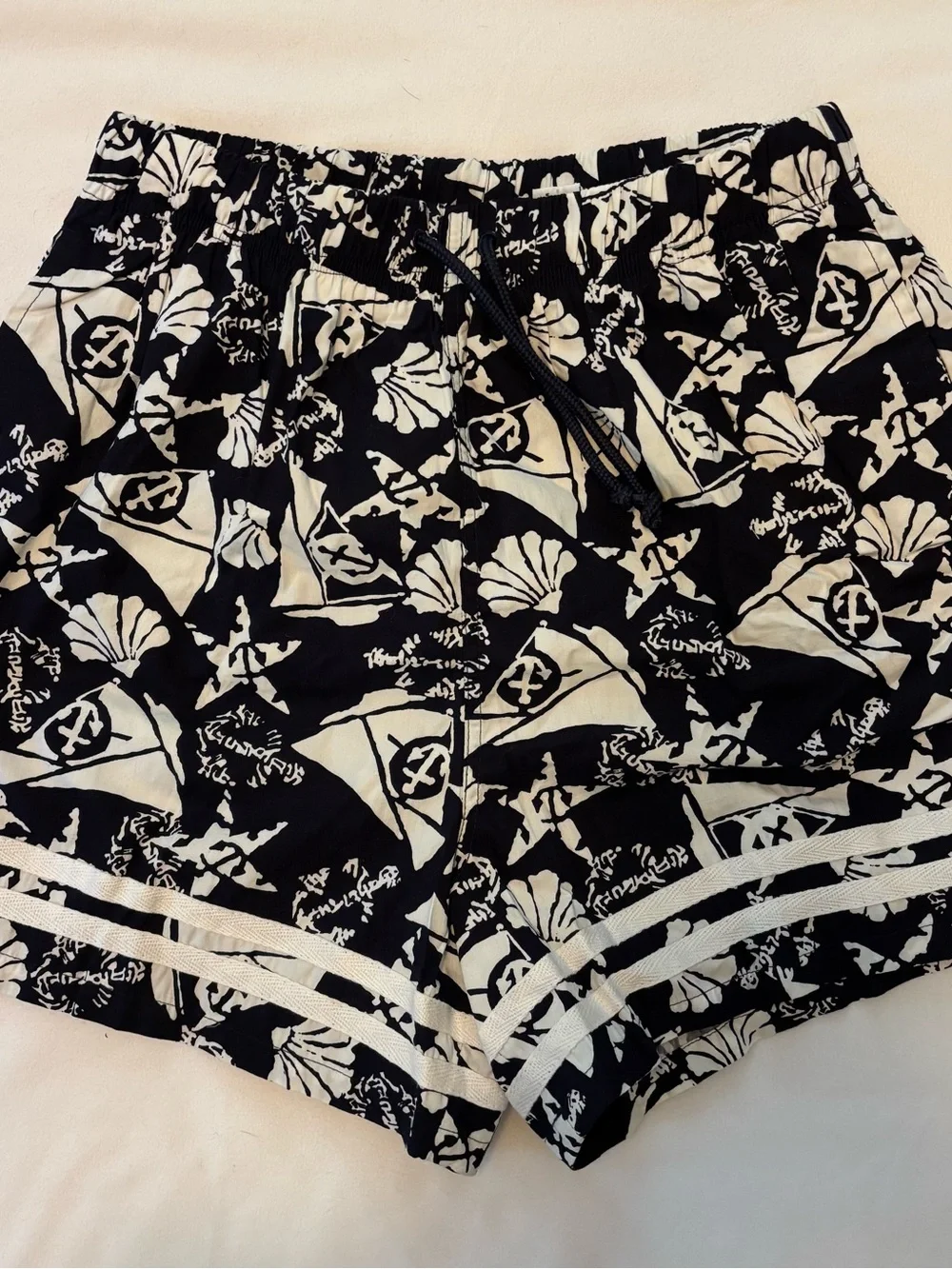Vintage GOTTEX Men's Black and White Cotton Swim Trunks Small