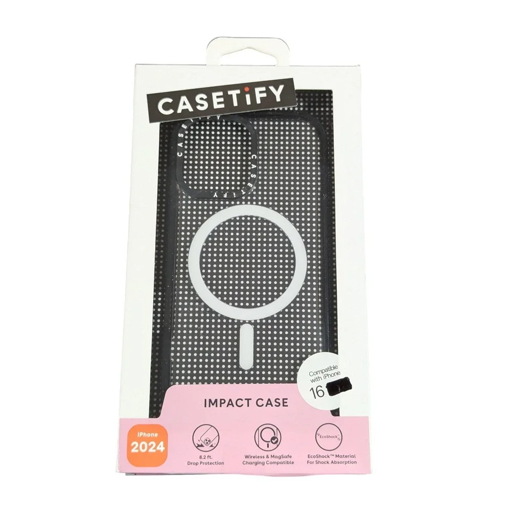Aa6U CASETiFY Impact Case w/ Magsafe for iPhone 16 - Clear/Black‎ Gently Used