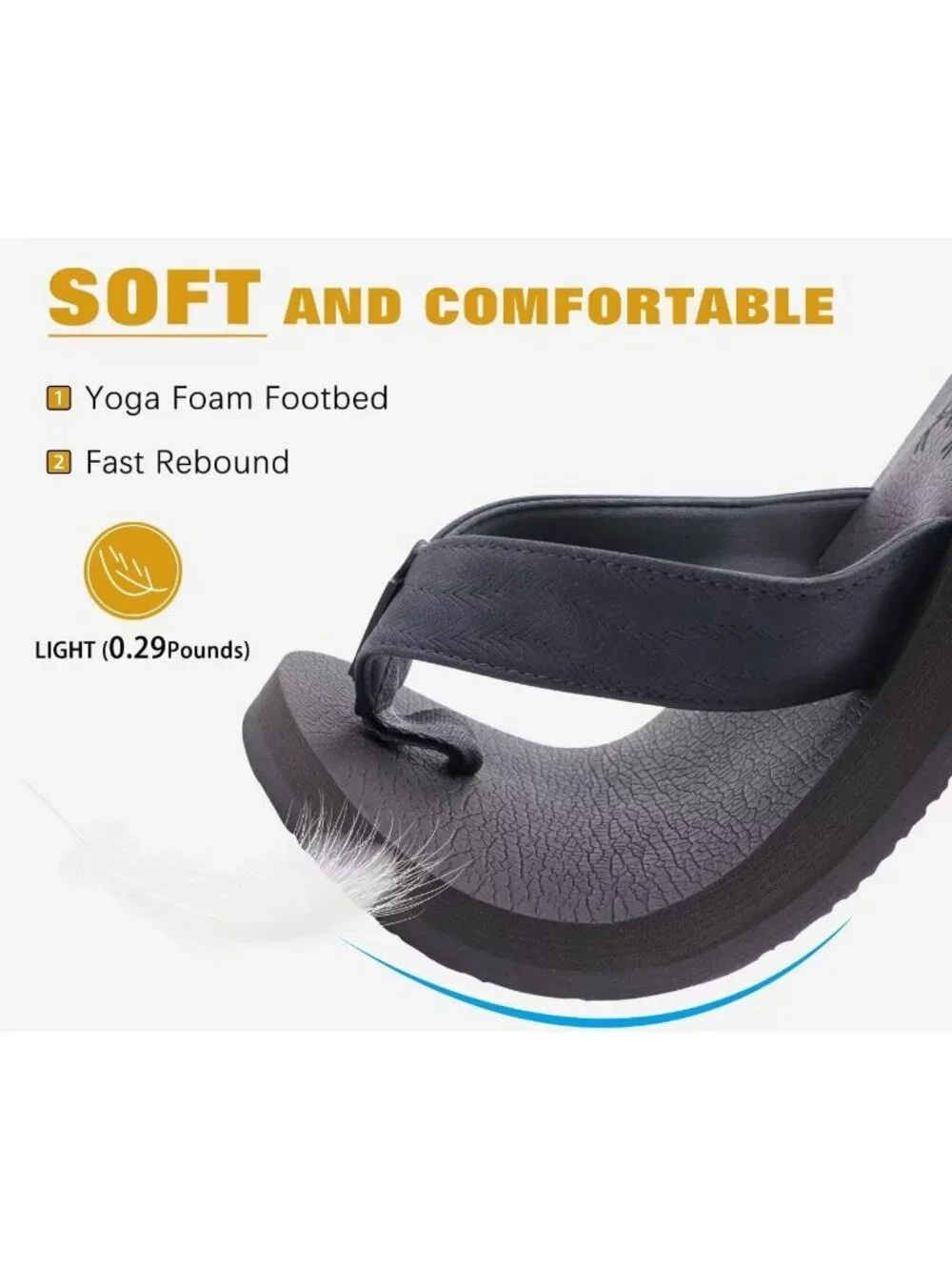 Mens Dark Grey Yoga Mat Leather Flip Flops Slip On Indoor Outdoor Sandal Slipper